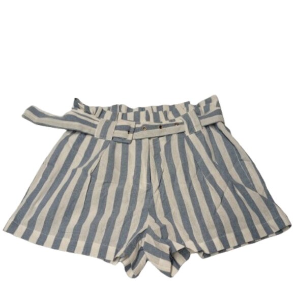 Fashion Nova Pants - Fashion Nova Bring Striped Belted Shorts Blue/White Size Small NWT